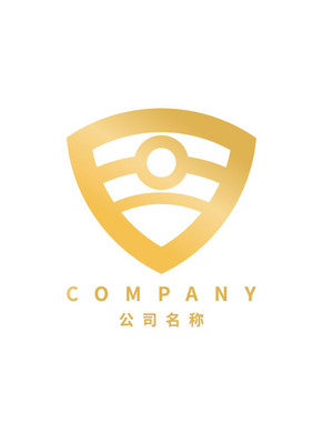 金色渐变金属盾牌守护金融LOGO