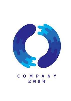 蓝色渐变海洋水圆环环保循环LOGO