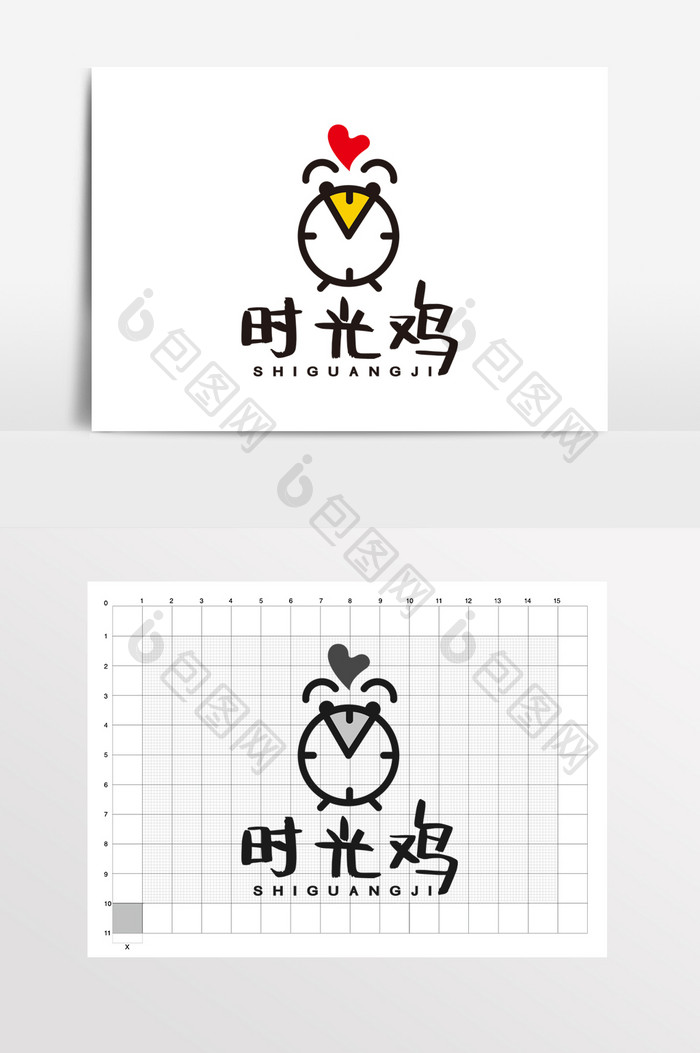 时光鸡鸡排炸鸡鸡米花LOGO标志VI