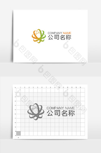 创意变换缠绕橙绿色商务通用活动logo图片