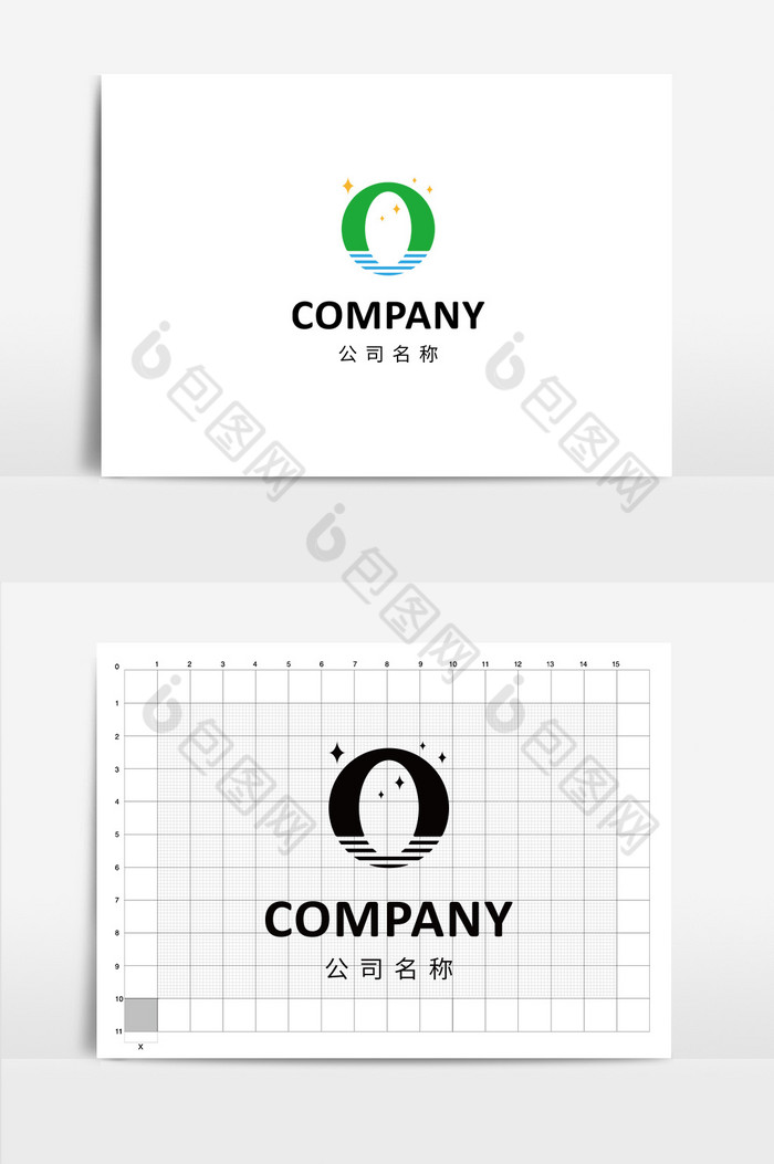 蓝绿几何字母O型logo图片图片