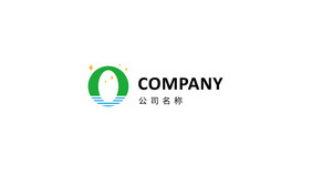 蓝绿几何字母O型logo