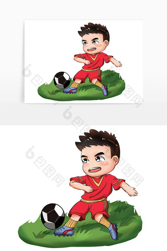 红绿色卡通活泼儿童足球运动元素图片