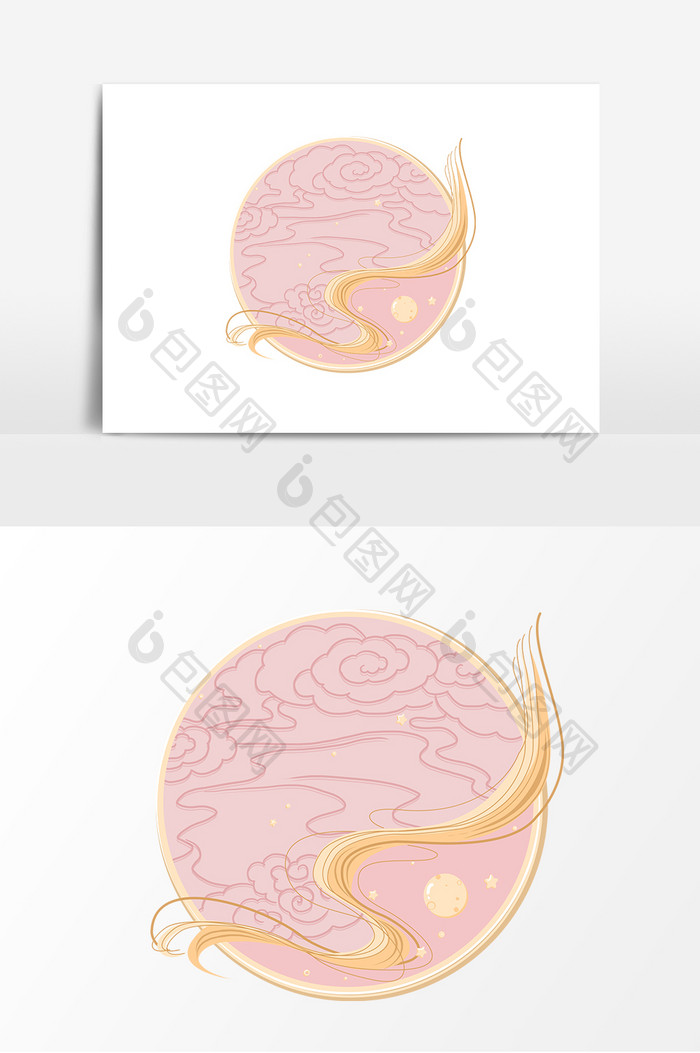 粉色系中秋灯笼框灯笼满月框中秋节框节日框