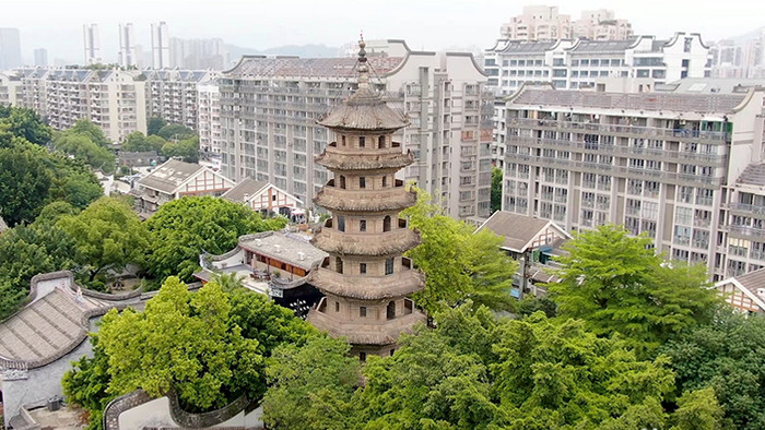 福建福州历史文化古建筑石塔寺航拍