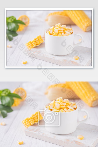 新鲜果蔬甜玉米粒食材摄影图图片