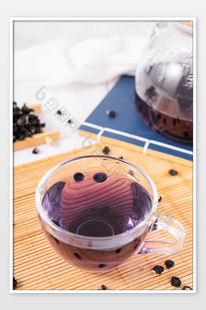 黑枸杞茶茶饮饮品泡茶摄影图图片图片