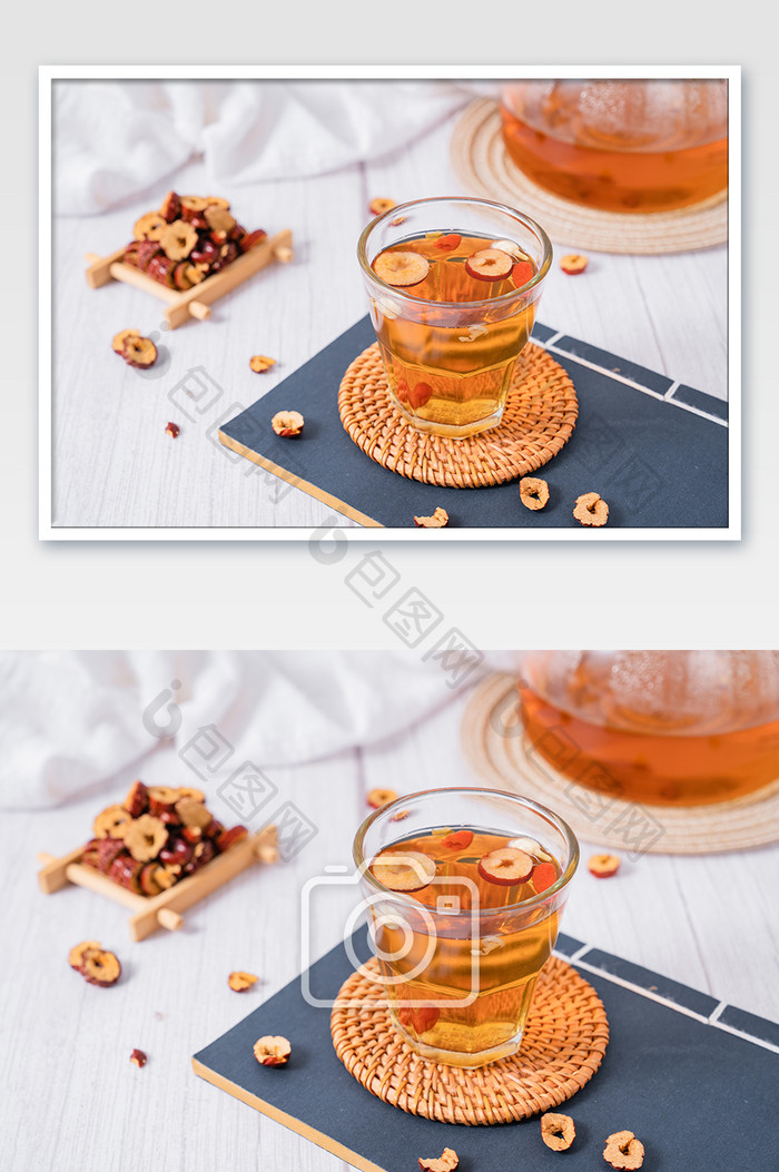 红枣枸杞茶摄影图