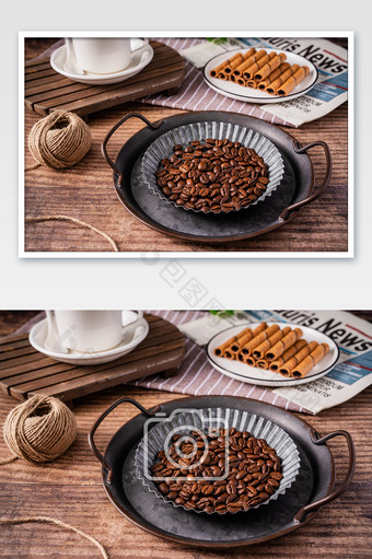 美味咖啡豆食材饮品摄影图图片