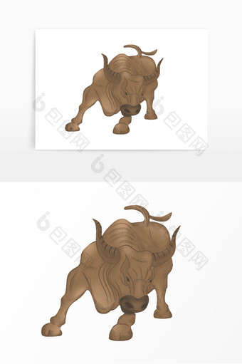 仿中国画韩滉的五牛图卷牛形象元素图片