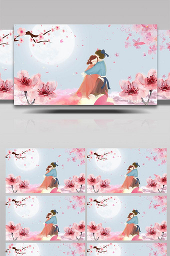 七夕简洁樱花粉色创意背景视频AE模板图片