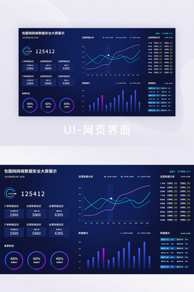 蓝色科技简约可视化数据大屏ui网页界面