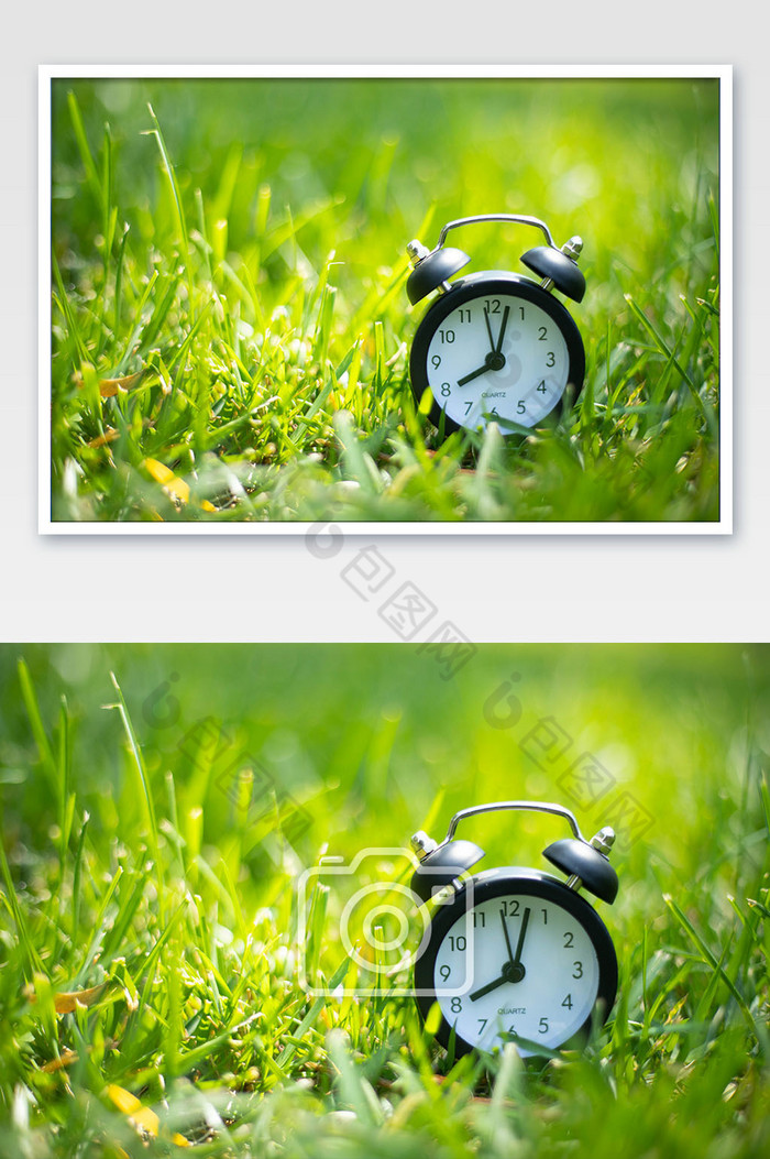 草地上的学习闹钟图片图片