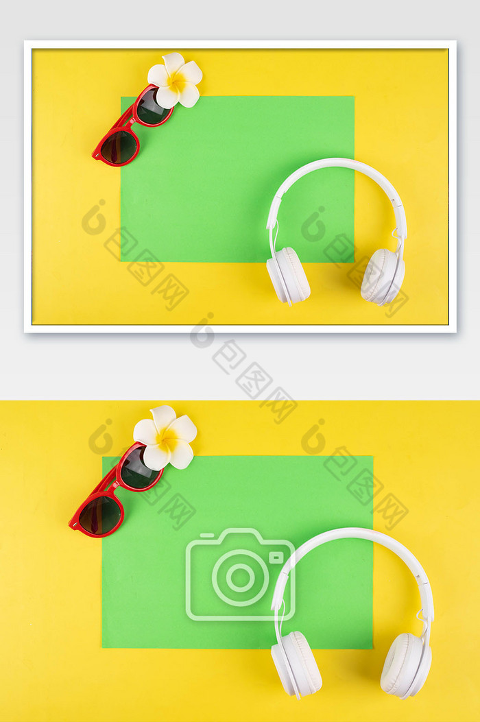 夏日度假耳机和太阳镜图片图片