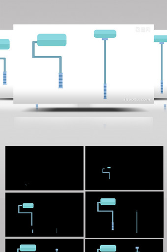 简约扁平画风劳动元素类滚筒刷子mg动画图片