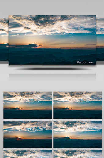 自然大气晴朗天空夕阳云彩延时图片