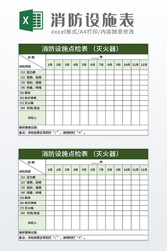 消防设施点检表excel模板图片