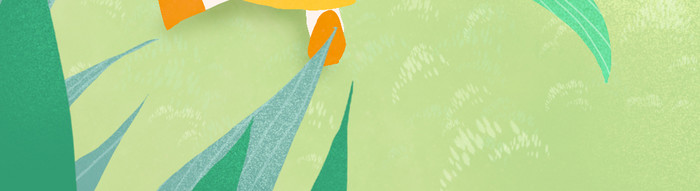 夏季西瓜小女孩草地叶子微风插画动图GIF