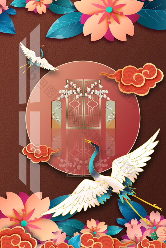 网红鹤中式装饰画