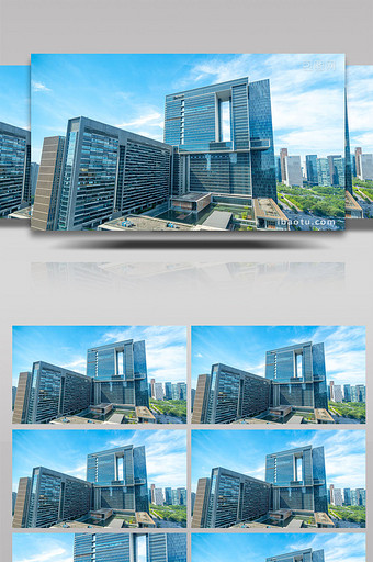 城市杭州高德置地发展大厦晴天云层8K延时图片