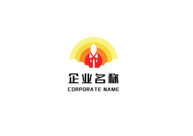 红色黄色渐变火箭晚霞通用logo