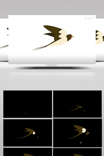 简约扁平画风清明元素类小燕子鸟mg动画图片