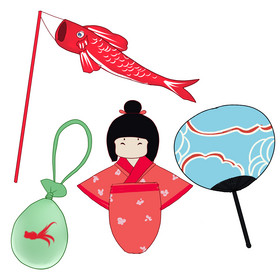 日式日系日本鱼旗女妓