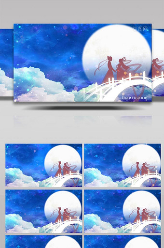 七夕简洁蓝色创意背景视频AE模板图片
