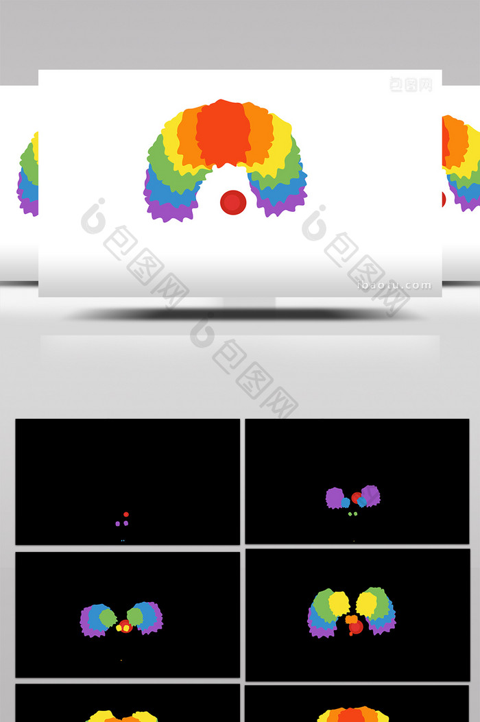 简约扁平画风愚人节元素类小丑假发mg动画