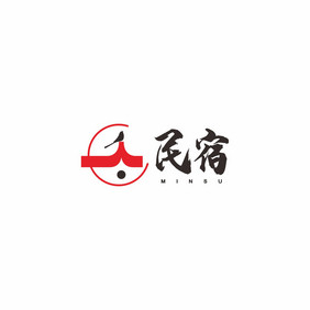 民宿中国风客栈古典房檐LOGO标志VI