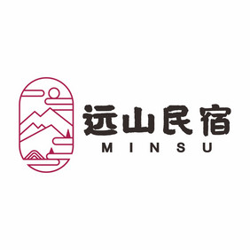 民宿中国风饭店古典山水LOGO标志VI