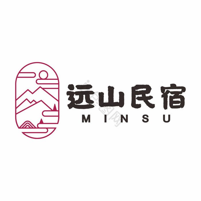 民宿饭店山水LOGO标志VI图片