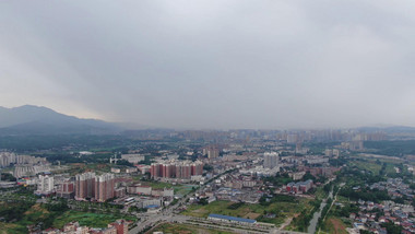 湖南湘西城市暴雨来临航拍视频