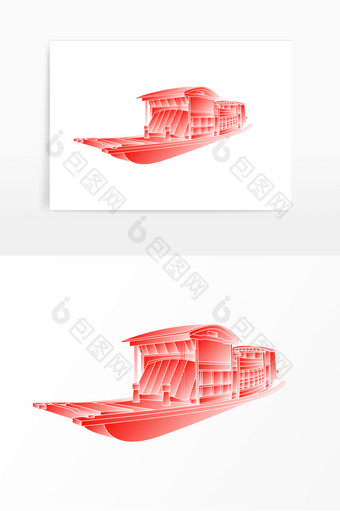 党建矢量红船形象元素图片
