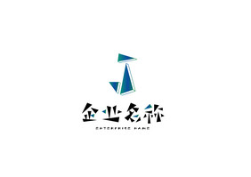 蓝色渐变英文字母J变形拼图logo