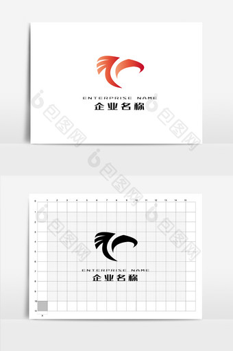 红色渐变字母T变形老鹰logo图片