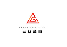 红色渐变金属字母G回形针线条logo