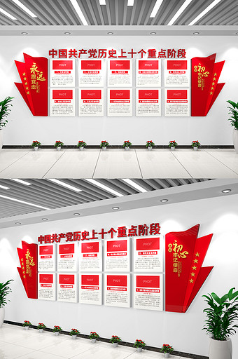 中国共产党发展十个阶段党史学习教育文化墙图片
