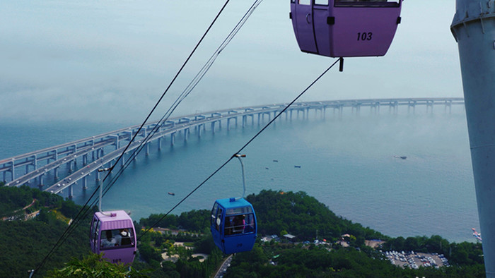 交通简约旅游观光缆车索道乘坐沿途风景实拍