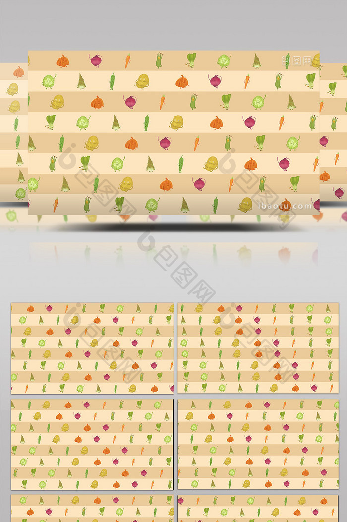 蔬菜瓜果青椒南瓜土豆拟人动态拼贴背景视频