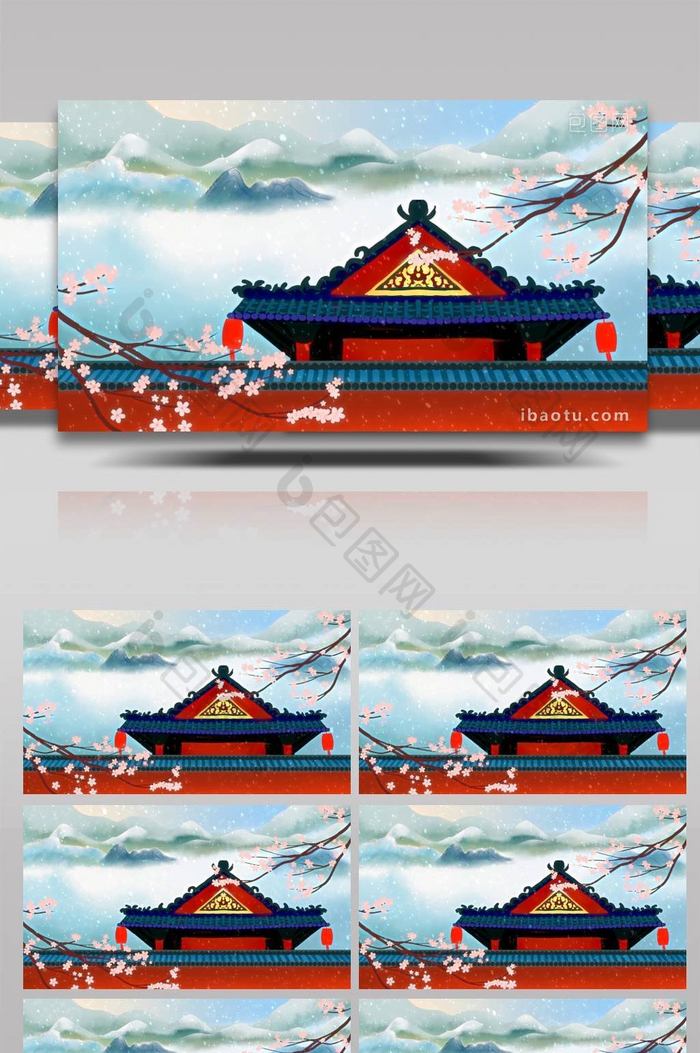 中国风唯美古风雪景背景视频AE模板