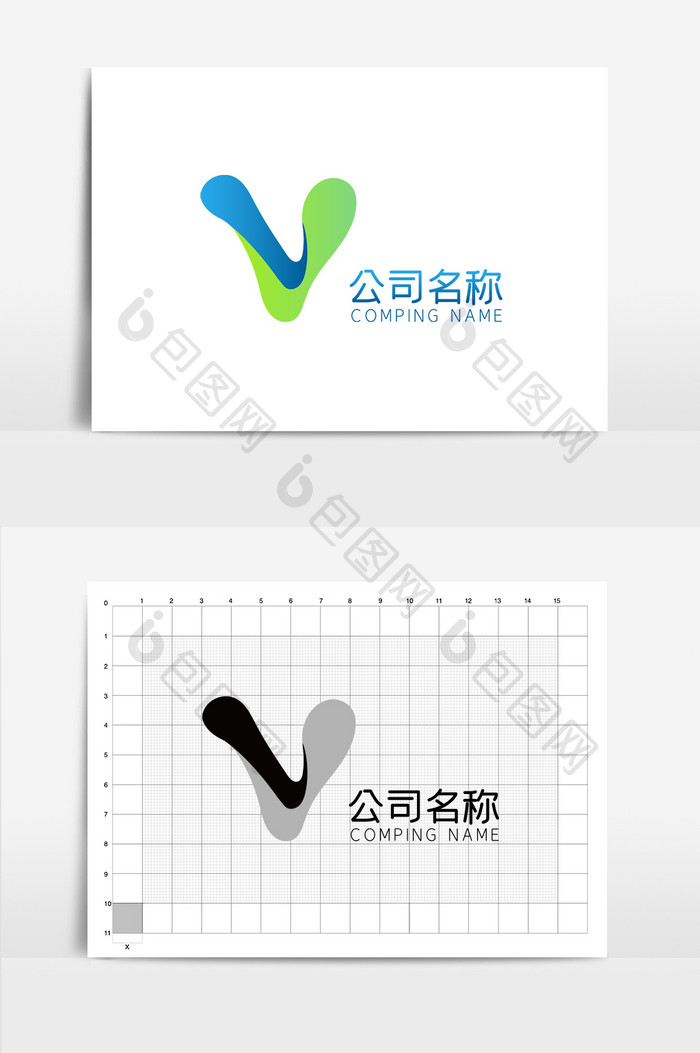 字母V商务形状纯字母logo