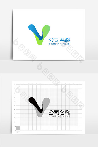 字母V商务形状纯字母logo图片