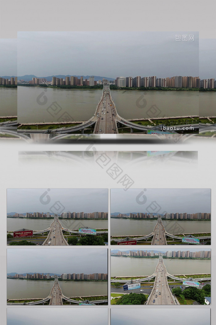 城市地标江西吉安大桥航拍视频