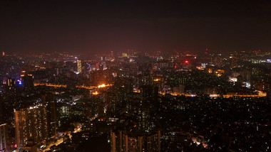 城市风景震撼广州夜景灯光万家灯火航拍