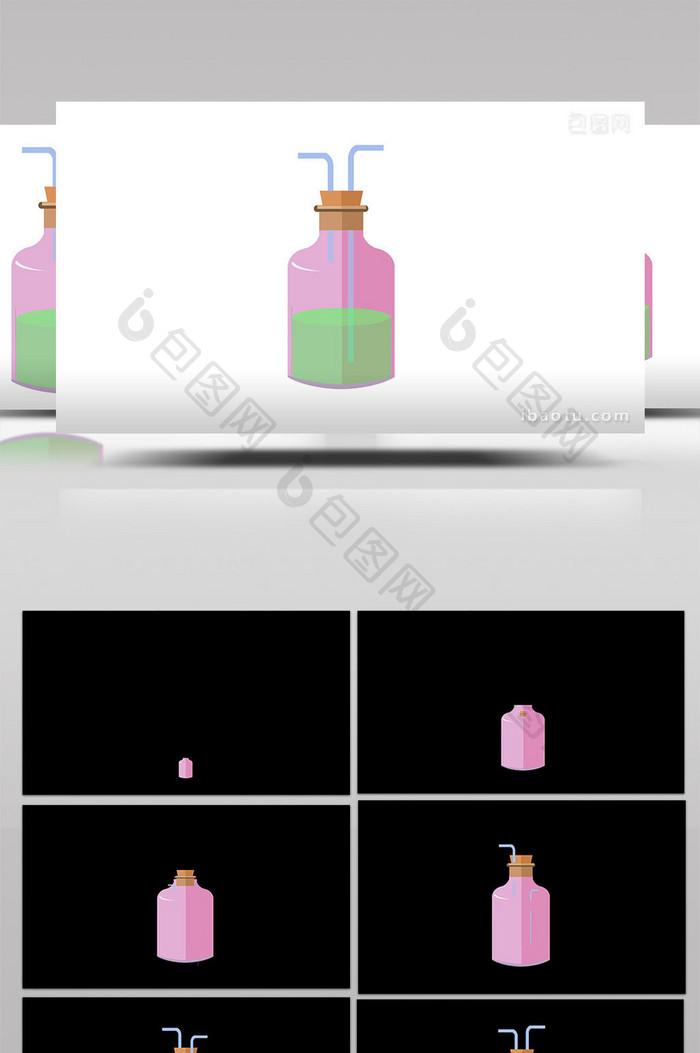 简约扁平画风科普类洗气瓶mg动画