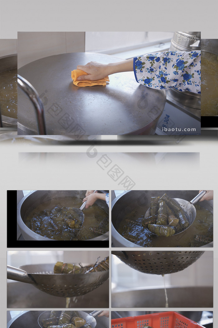 端午家乡传统水煮粽子实拍素材