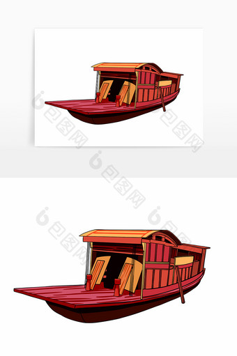 手绘党建红船矢量元素图片