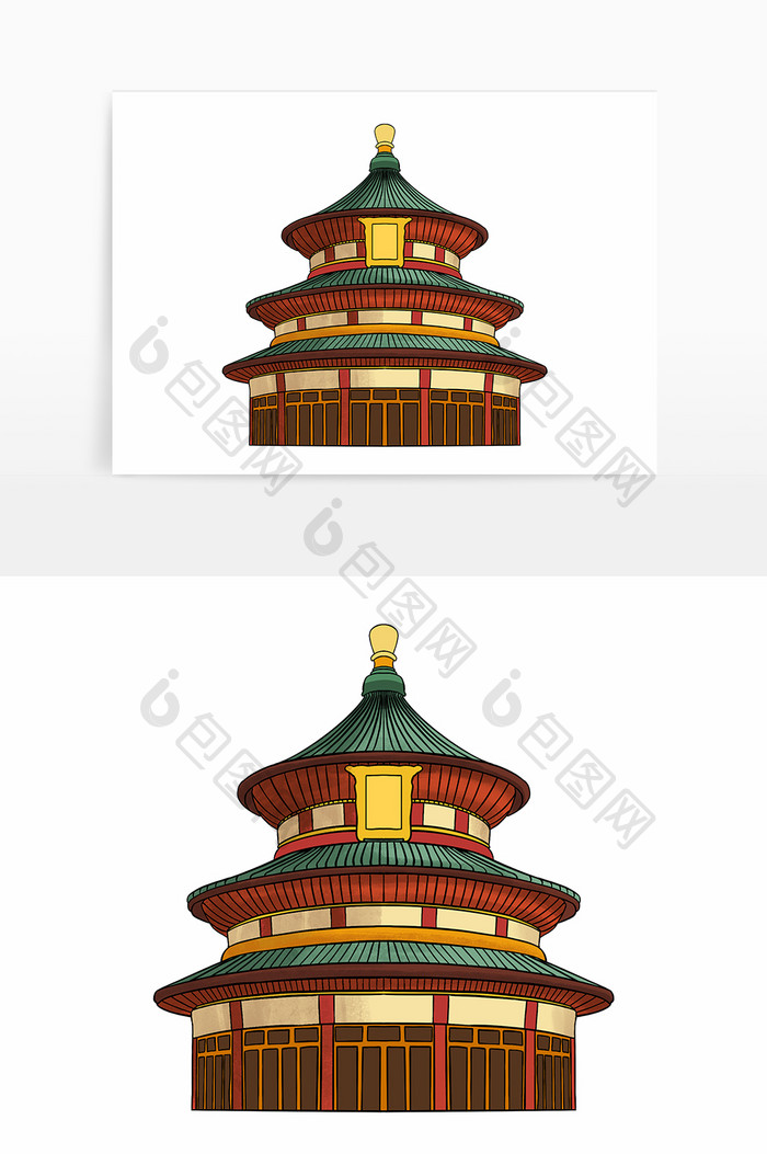 手绘党建天坛矢量元素