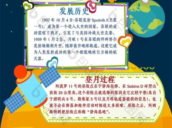 登月日人类月球日小报word模板